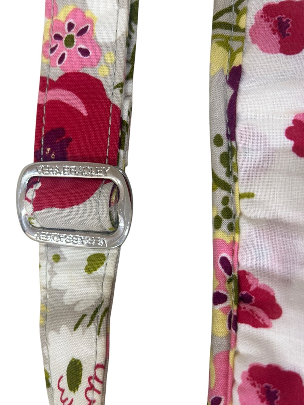 Vera Bradley Cream Crossbody flap over Pink & Green Floral adjustable strap - Picture 7 of 12